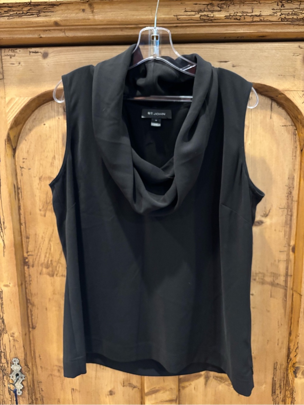 St. John SP13 GRP1 Women’s Black Sleeveless Cowl-Neck Blouse Size 14